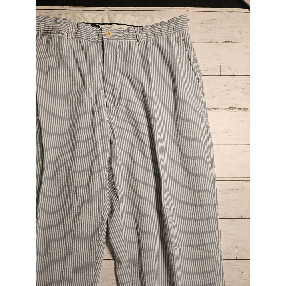 Polo Ralph Lauren Mens Blue White Seersucker Striped Cotton Pants 36/30 Preppy - Picture 3 of 13